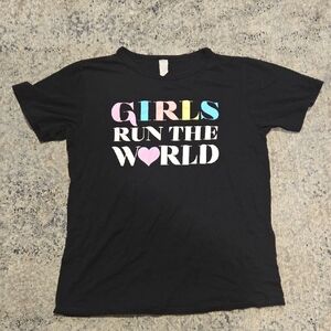 Black Graphic Tee with Colorful Text